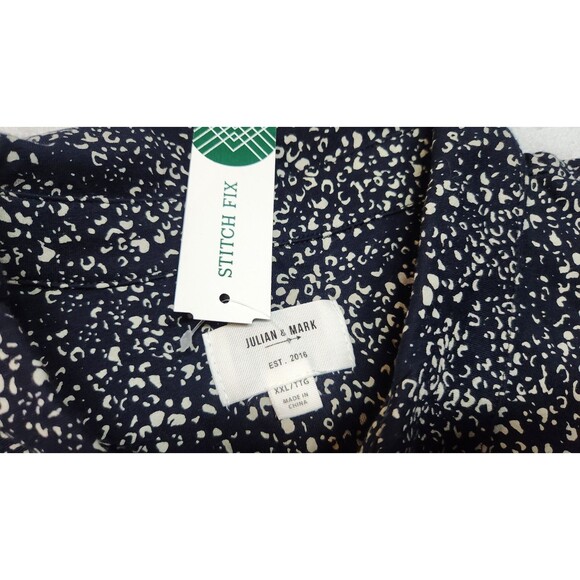 Julian & Mark Men's XXL Navy Blue Printed Short Sleeve Polo Shirt NWOT - Picture 4 of 7